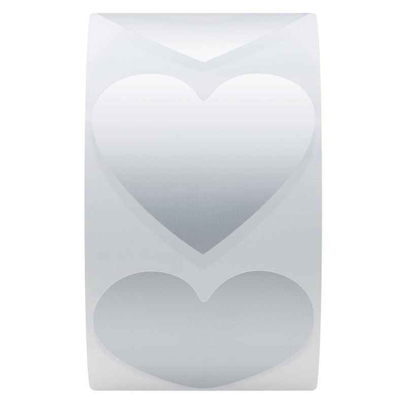 Hybsk 500pcs Heart Shaped Stickers 1.5 inch Labels for Party Decorations Favors Gifts Envelopes (Silver) - Image 3